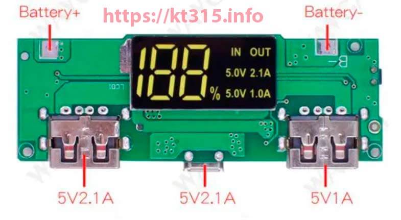 Плата контроллер H969 powerbank LED дисплей USB-5В-2.1А 3 Плата контроллер H969 powerbank LED дисплей USB-5В-2.1А — изображение 3
