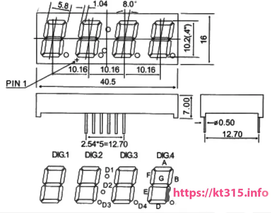 Индикатор 4 разряда Синий KL-4041-AB